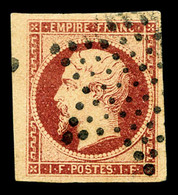 O N°18, 1F Carmin Obl étoile, Bord De Feuille. SUPERBE (signé Calves/certificat)    Qualité: O - 1853-1860 Napoléon III