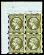 ** N°19b, 1c Mordoré En Bloc De Quatre Coin De Feuille, Fraîcheur Postale, SUPERBE (signé Brun/certificat)     Qualité: - 1862 Napoleon III