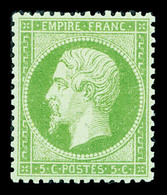 ** N°20, 5c Vert, Fraîcheur Postale, Très Bon Centrage. SUP (signé Calves/certificat)    Qualité: ** - 1862 Napoléon III