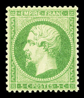 * N°20a, 5c Vert-foncé, Très Bon Centrage, TTB (certificat)    Qualité: * - 1862 Napoléon III.