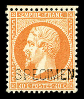 ** N°23d, 40c Orange Surchargé 'SPECIMEN', Fraîcheur Postale, TB (signé/certificat)    Qualité: ** - 1862 Napoléon III