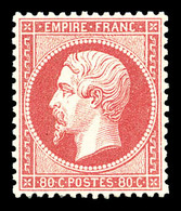 ** N°24, 80c Rose, Fraîcheur Postale, Très Bon Centrage. SUPERBE. R. (certificats)    Qualité: ** - 1862 Napoléon III