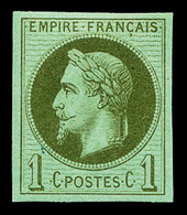 * N°25c, Rothschild, 1c Olive Impression Fine Non Dentelé Quasi **, Fraîcheur Postale. SUP (signé/certificat)  Cote: 225 - 1863-1870 Napoléon III Lauré