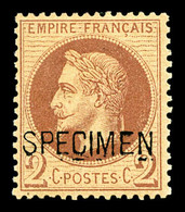 ** N°26Be, 2c Rouge-brun Surchargé 'SPECIMEN'. TTB (certificat)    Qualité: ** - 1863-1870 Napoléon III Lauré