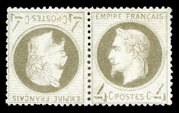 (*) N°27B, 4c Gris En Paire Tête-bêche Horizontale, RARE Et SUP (signé/certificat)   Cote: 40000 Euros  Qualité: (*) - 1863-1870 Napoléon III. Laure