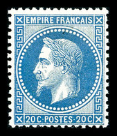 * N°29A, 20c Bleu Type I, Frais, TB  Cote: 475 Euros  Qualité: * - 1863-1870 Napoléon III Lauré