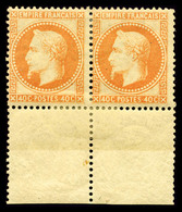 * N°31, 40c Orange En Paire Bas De Feuille, SUP (certificat)  Cote: 3500 Euros  Qualité: * - 1863-1870 Napoléon III. Laure