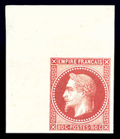 * N°32b, Rothschild: 80c Non Dentelé Grand Coin De Feuille, TTB (certificat)  Cote: 800 Euros  Qualité: * - 1863-1870 Napoléon III. Laure