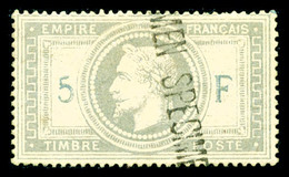 * N°33h, 5F Violet-gris Surchargé 'SPECIMEN' Verticalement, R.R.R Et SUPERBE (signé Brun/certificat)   Cote: 3500 Euros - 1863-1870 Napoleon III With Laurels