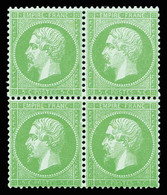 ** N°35, 5c Vert Pâle Sur Bleu En Bloc De Quatre, Très Bon Centrage. SUPERBE. R.R.R (signé Robineau/certificat)    Quali - 1871-1875 Ceres