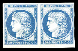 * N°37f, 20c Bleu, Reimpression De Granet En Paire. TTB (signé/certificat)  Cote: 1000 Euros  Qualité: * - 1870 Siege Of Paris