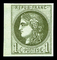 ** N°39A, 1c Olive Report 1 Bdf, Fraîcheur Postale, SUP (certificat)    Qualité: ** - 1870 Bordeaux Printing