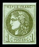 ** N°39B, 1c Olive Rep 2, Fraîcheur Postale. SUP (signé Scheller)    Qualité: ** - 1870 Bordeaux Printing