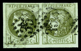 O N°39B, 1c Olive Report 2 En Paire. TB  Cote: 475 Euros  Qualité: O - 1870 Bordeaux Printing