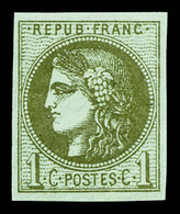 ** N°39C, 1c Olive Report 3, Fraîcheur Postale. SUP (certificat)    Qualité: ** - 1870 Bordeaux Printing