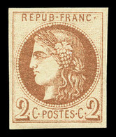 * N°40A, 2c Chocolat Clair Report 1, Frais. TTB (signé Brun/certificat)  Cote: 1650 Euros  Qualité: * - 1870 Bordeaux Printing