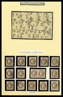 O N°40A, 2c Report 1, Exceptionnelle Reconstitution Du Bloc Report De 15 Exemplaires Composé De 8 Valeurs Neuves Et 7 Ob - 1870 Bordeaux Printing