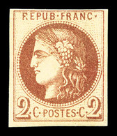 * N°40Af, 2c Chocolat Clair Report 1, Impression Très Fine Dite De Tours, RARE Et SUP (certificat)   Cote: 2500 Euros  Q - 1870 Bordeaux Printing