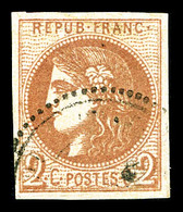 O N°40B, 2c Brun-rouge, Obl Càd Perlé. TTB (signé Scheller/certificat)  Cote: 700 Euros  Qualité: O - 1870 Emission De Bordeaux