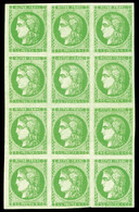 ** N°42B, 5c Vert-jaune En Bloc De 12 Exemplaires (4ex*). Très Bien Margé, Fraîcheur Postale. SUP (certificat)    Qualit - 1870 Emission De Bordeaux