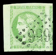 O N°42B, 5c Vert-jaune Rep 2, Bord De Feuille, Belles Marges Avec Voisin. SUP (signé Scheller/certificat)    Qualité: O - 1870 Emission De Bordeaux