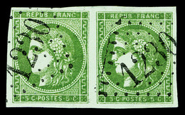 O N°42Ba, 5c Vert-jaune Foncé En Paire (1 Ex Léger Pli). TTB  Cote: 600 Euros  Qualité: O - 1870 Emission De Bordeaux
