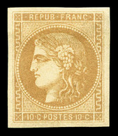 * N°43A, 10c Bistre Type I. TB (certificat)  Cote: 1250 Euros  Qualité: * - 1870 Emission De Bordeaux