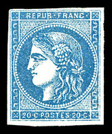 * N°45C, 20c Bleu Type II Report 3, Très Jolie Pièce. SUP (certificat)  Cote: 1950 Euros  Qualité: * - 1870 Emission De Bordeaux