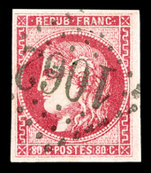 O N°49, 80c Rose Obl GC Central, TTB (signé Scheller)  Cote: 320 Euros  Qualité: O - 1870 Emission De Bordeaux