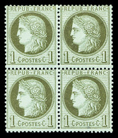 ** N°50, 1c Vert-olive, Bloc De 4 (2ex*). TTB    Qualité: ** - 1871-1875 Cérès