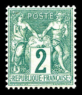 ** N°62, 2c Vert Type I, Fraîcheur Postale, Très Bon Centrage. SUPERBE (certificat)    Qualité: ** - 1876-1878 Sage (Type I)