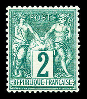 * N°62, 2c Vert Type I, Centrage Parfait, SUPERBE (signé Calves/certificat)     Qualité: * - 1876-1878 Sage (Type I)