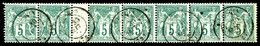 O N°64, 5c Vert Type I En Bande De 7 Avec Pont. TTB (certificat)    Qualité: O - 1876-1878 Sage (Type I)