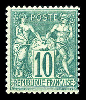 ** N°65, 10c Vert Type I, Fraîcheur Postale. SUP (signé Calves/certifcat)    Qualité: ** - 1876-1878 Sage (Type I)