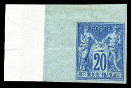 ** N°73a, Non émis, 20c Bleu Turquoise Non Dentelé Type II, Coin De Feuille, Fraîcheur Postale. SUP (signé/certificat) - 1876-1878 Sage (Type I)