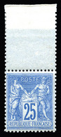 * N°79, 25c Bleu, Bord De Feuille, Quasi **, SUP (certificat)  Cote: 750 Euros  Qualité: * - 1876-1878 Sage (Type I)