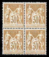 ** N°80, 30c Brun-jaune En Bloc De Quatre, Fraîcheur Postale, Très Bon Centrage (certificat)    Qualité: ** - 1876-1878 Sage (Type I)