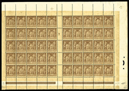 ** N°80a, 30c Brun-foncé En Panneau De 50 Exemplaire Millésime '7' (1ex*), Fraîcheur Postale, SUPERBE (certificat)     Q - 1876-1878 Sage (Type I)