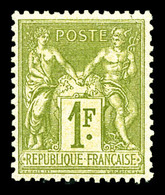 ** N°82, 1F Olive Clair, Fraîcheur Postale, Très Bon Centrage. SUP (certificat)    Qualité: ** - 1876-1878 Sage (Type I)