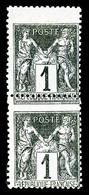 * N°83i, 1c, Piquage à Cheval Sur Paire Verticale. TB  Cote: 360 Euros  Qualité: * - 1876-1878 Sage (Type I)