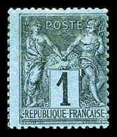 * N°84, 1c Noir Sur Bleu De Prusse, Jolie Pièce, TB. R.R (signé Scheller/certificats)   Cote: 17000 Euros  Qualité: * - 1876-1878 Sage (Type I)