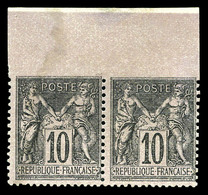 (*) N°89f, 10c Noir Sur Lilas, Non Dentelé Sur 3 Cotés En Paire. TTB (signé Calves)  Cote: 600 Euros  Qualité: (*) - 1876-1878 Sage (Type I)