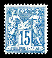 ** N°90f, 15c Bleu: Faux De Chalon, TTB    Qualité: ** - 1876-1878 Sage (Type I)