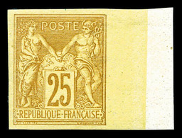 ** N°92b, 25c Bistre Sur Jaune Bdf Non Dentelé, Fraîcheur Postale. SUP (certificat)    Qualité: ** - 1876-1878 Sage (Type I)