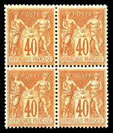 ** N°94, 40c Orange Type II, Bloc De Quatre (2ex*), TTB (certificat)    Qualité: ** - 1876-1878 Sage (Type I)