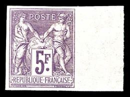 * N°95e, 5F Violet Non Dentelé, Bord De Feuille Latéral Droit, SUP (certificat)  Cote: 850 Euros  Qualité: * - 1876-1878 Sage (Type I)