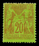 * N°96, 20c Brique Sur Vert, Teinte De Fond Au Verso. TB  Cote: 185 Euros  Qualité: * - 1876-1878 Sage (Type I)