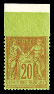 ** N°96f, 20c Brique Sur Vert Dentelé Sur 3 Cotés. TTB  Cote: 350 Euros  Qualité: ** - 1876-1878 Sage (Type I)