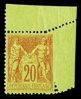 ** N°96g, 20c Brique Sur Vert, Piquage Oblique Par Pliage Cdf. SUP (certificat)  Cote: 750 Euros  Qualité: ** - 1876-1878 Sage (Type I)