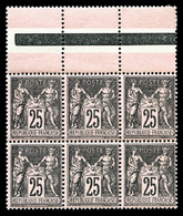 ** N°97, 25c Noir Sur Rose En Bloc De 6 Haut De Feuille, Fraîcheur Postale, SUPERBE (certificat)    Qualité: ** - 1876-1878 Sage (Type I)